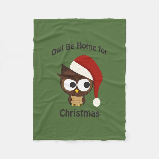 Eule sei zu Weihnachten Zuhause! Fleecedecke (Vorderseite)
