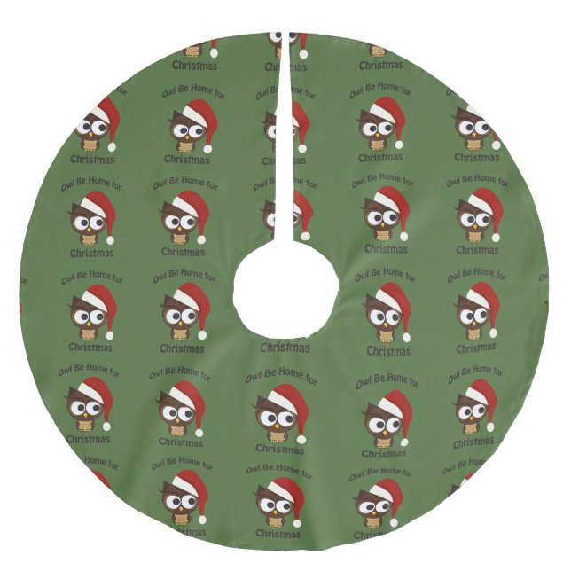 Eule sei zu Weihnachten Zuhause! Polyester Weihnachtsbaumdecke (Vorderseite)
