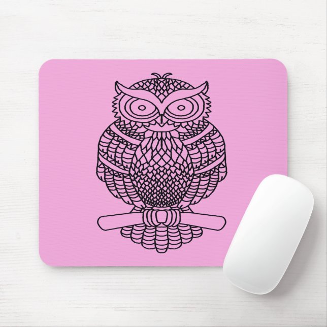 Eule (Single pink) - Mauspad (Mit Mouse)