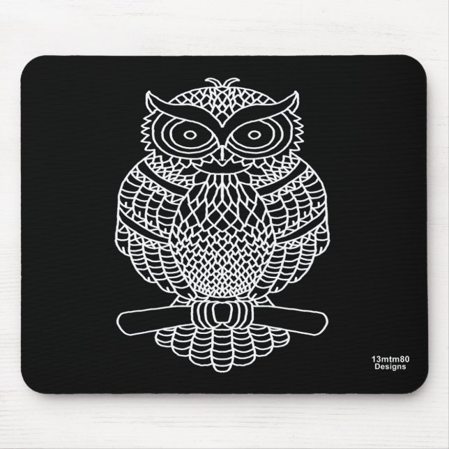 Eule (Single schwarz) - Maus-Pad Mousepad (Vorne)