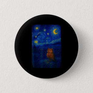 Eule Sternen Cute Nacht Van Gogh Eule Vogel Liebha Button