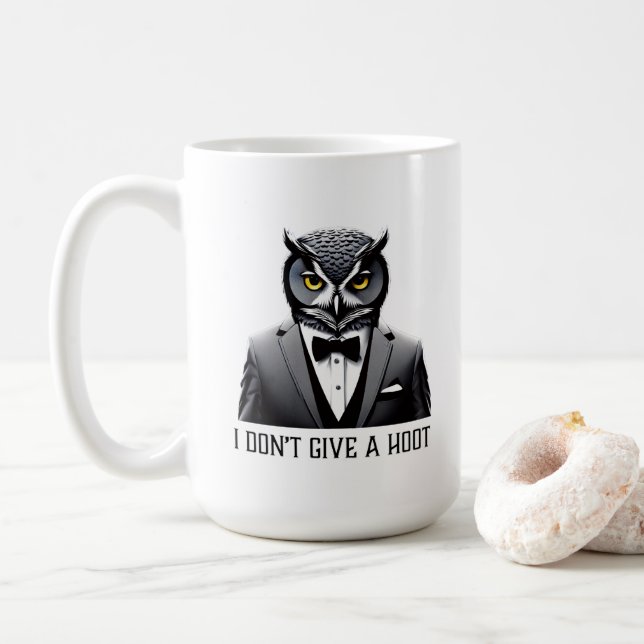 Eule-Tasse - "Ich gebe kein Hoot" Kaffeetasse (Mit Donut)