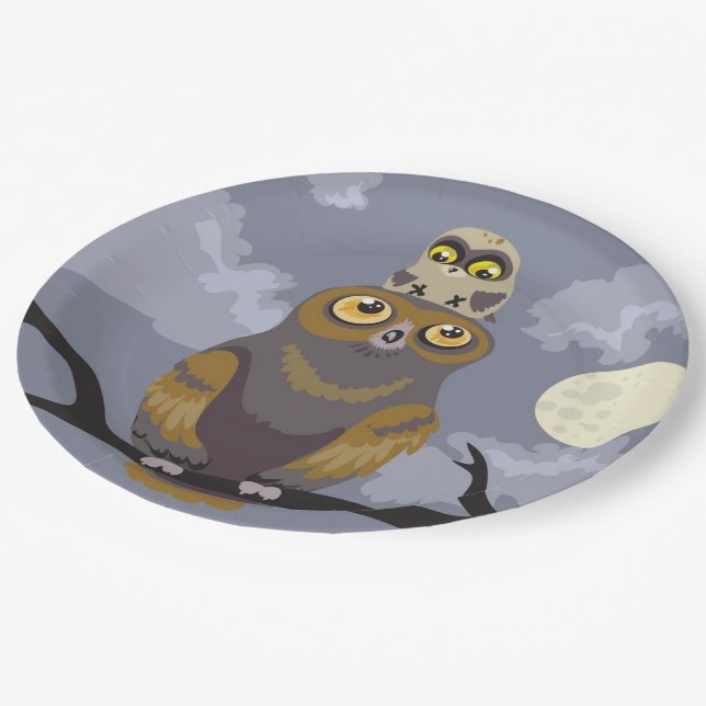 Eule und Baby Pappteller (Schrägansicht)