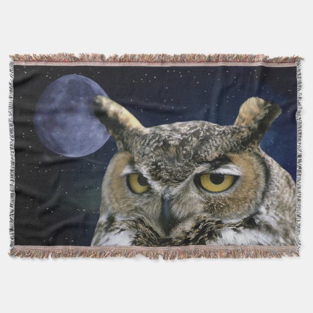 Eule und blauer Mond Decke (Vorderseite)