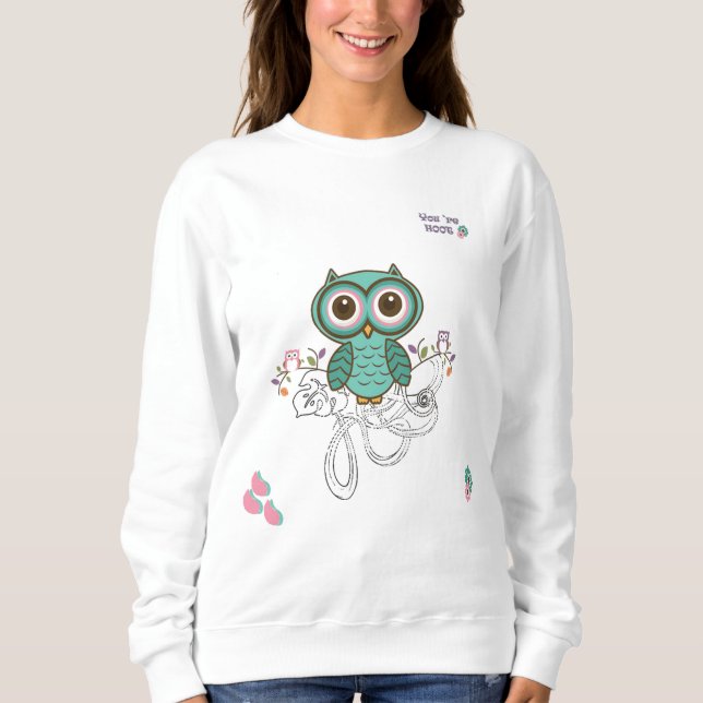 Eule und Blume Sweatshirt (Vorderseite)