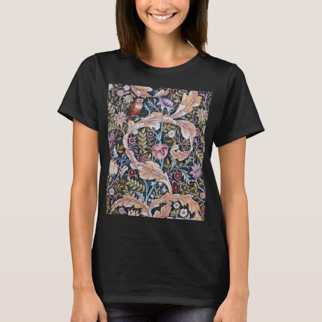 Eule und Blume, William Morris T-Shirt (Vorderseite)