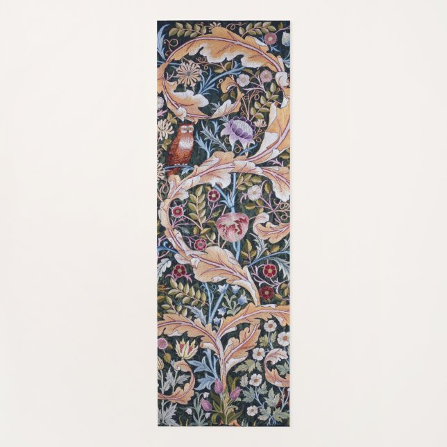Eule und Blume, William Morris Yogamatte (Vorderseite)
