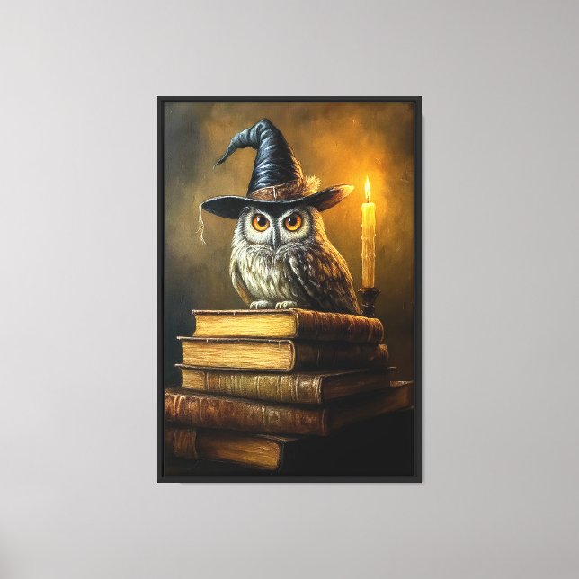 Eule und Bücher Leinwanddruck (Vorderseite)