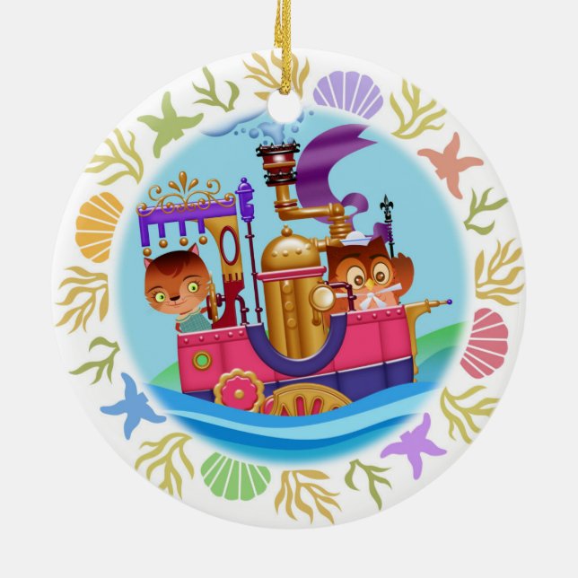 Eule und der Pussycat Keramik Ornament (Hinten)