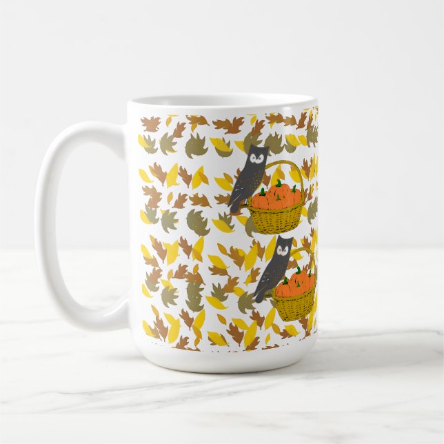 Eule und Herbsternte Becher Kaffeetasse (Links)