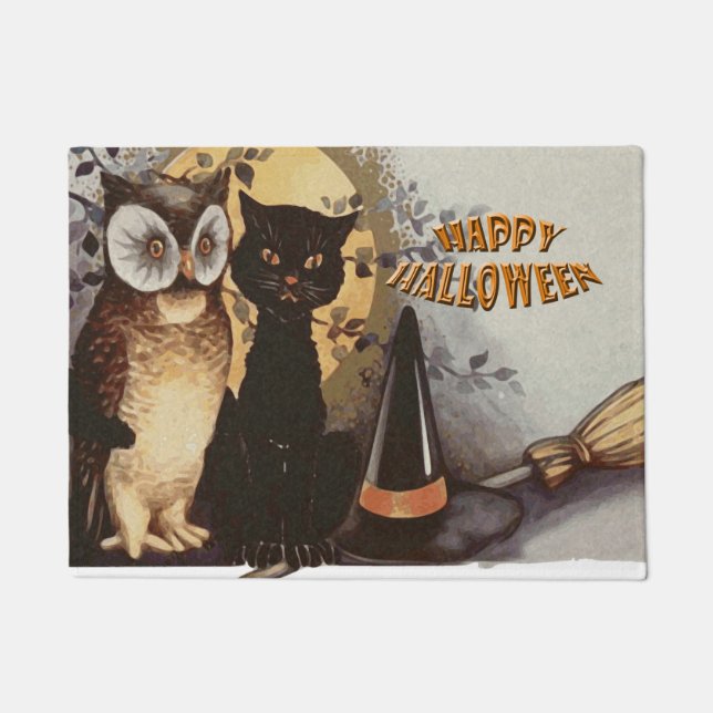Eule und Katze Fußmatte (Vorderseite)