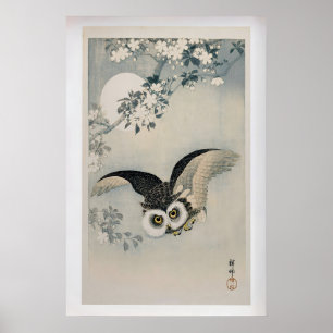 Eule und Kirschblüte von Ohara Koson Vintage Poster