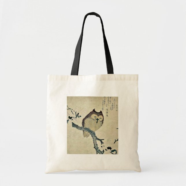 Eule und Magnolie Ukiyoe Tragetasche (Vorne)