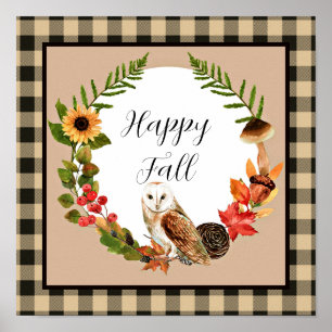 Eule und Natur mit anpassbarem Text Poster