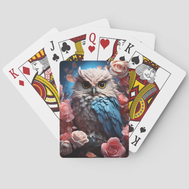 Eule und Rosen  Spielkarten (Rückseite)