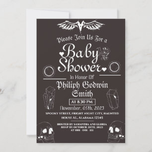Eule Vintage Elegant Gothic, Halloween Babyparty Einladung