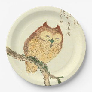 Eule   Vintage Japanische Kunst Papier Teller