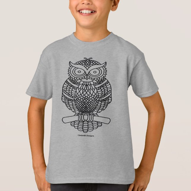 Eule (vivid) - Boy's Basic T - Shirt (Vorderseite)