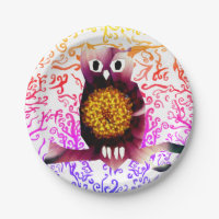Eule, Vogelgrippe, Blumenpapier-Teller