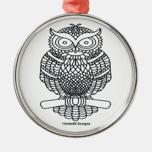 Eule (weiß rund) - Premium-Schmuck Ornament Aus Metall