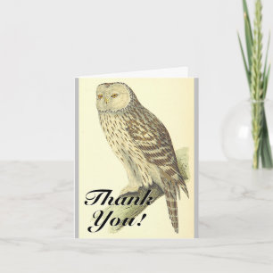 Eule wie Vogel, "Danke!", Vintager Stil Karte