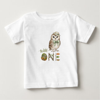 Eule Wild One Wasserfarbe Erstes Geburtstags-Baby- Baby T-shirt