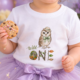 Eule Wild One Wasserfarbe Erstes Geburtstags-Baby- Baby T-shirt