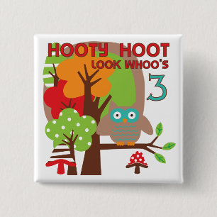 Eulen-3. Geburtstags-T - Shirts und Geschenke Button