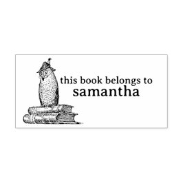 Eulen auf Büchern Dieses Buch gehört Permastempel