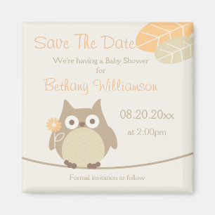 Eulen-Baby-Duschen-Save the Date neutrales Magnet