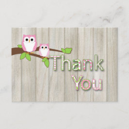 Eulen-Babyparty danken Ihnen im Rosa Dankeskarte