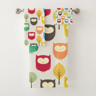 Eulen Badhandtuch Set