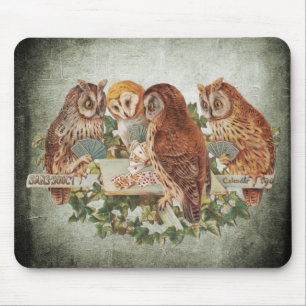 Eulen beim Pokern Mousepad