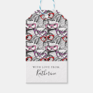 Eulen-Brillen-Muster   addieren Ihren Namen Geschenkanhänger