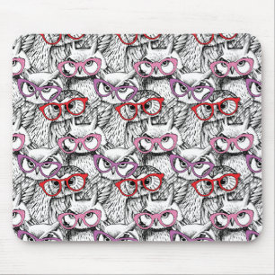 Eulen-Brillen-Muster Mousepad