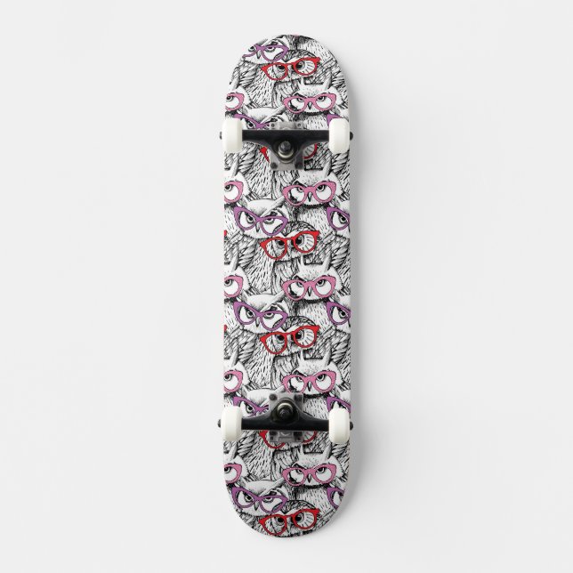 Eulen-Brillen-Muster Skateboard (Vorderseite)