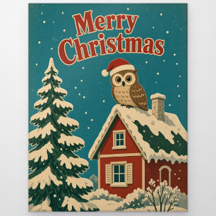 Eulen-Cottage-Hof-Tier-Weihnachten Postkarte