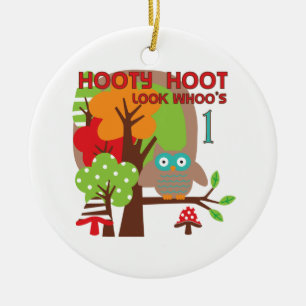 Eulen-erste Geburtstags-T - Shirts und Geschenke Keramikornament