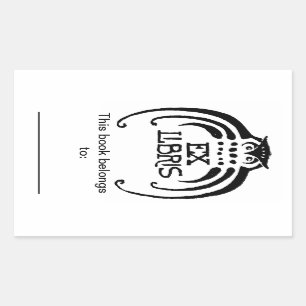 Eulen-Exlibris-Aufkleber Rechteckiger Aufkleber