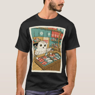 Eulen-Fischmarkt-Illustration T-Shirt
