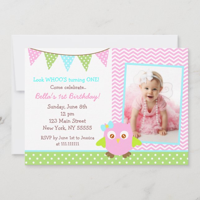 Eulen-Geburtstags-Party Einladung (Vorderseite)