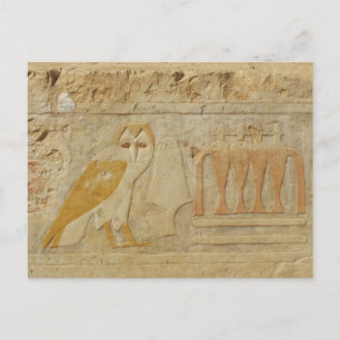 Eulen-Hieroglyphen-Detail, Hatshepsut Tempel, Postkarte