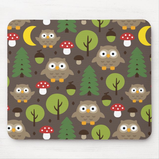 Eulen im Wald Maus Pad Mousepad (Vorne)