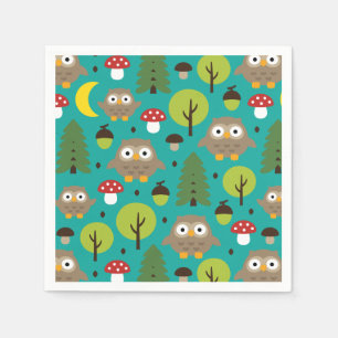 Eulen im Wald Napkins Serviette