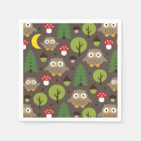 Eulen im Wald Napkins