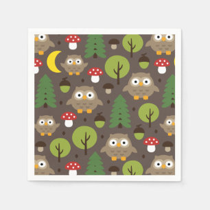 Eulen im Wald Napkins Serviette