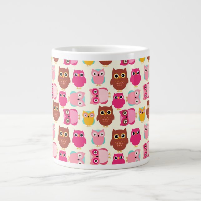 Eulen in alle Richtungen Jumbo-Tasse (Vorderseite)