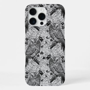 Eulen in der Eiche, schwarz und weiß iPhone 16 Pro Max Hülle