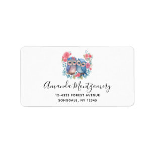 Eulen in der Liebe auf einer Baumzweigung Adressaufkleber