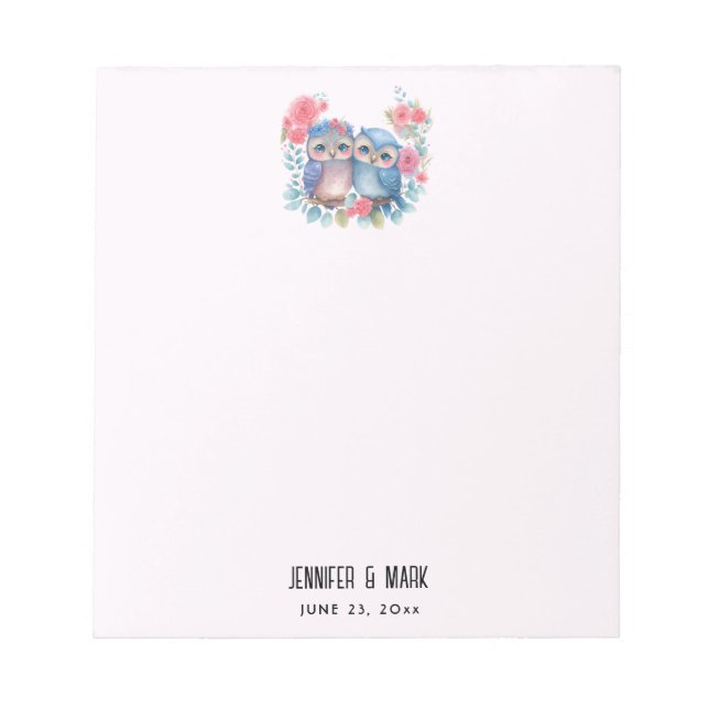 Eulen in der Liebe auf einer Baumzweigung Notizblock (Vorderseite)